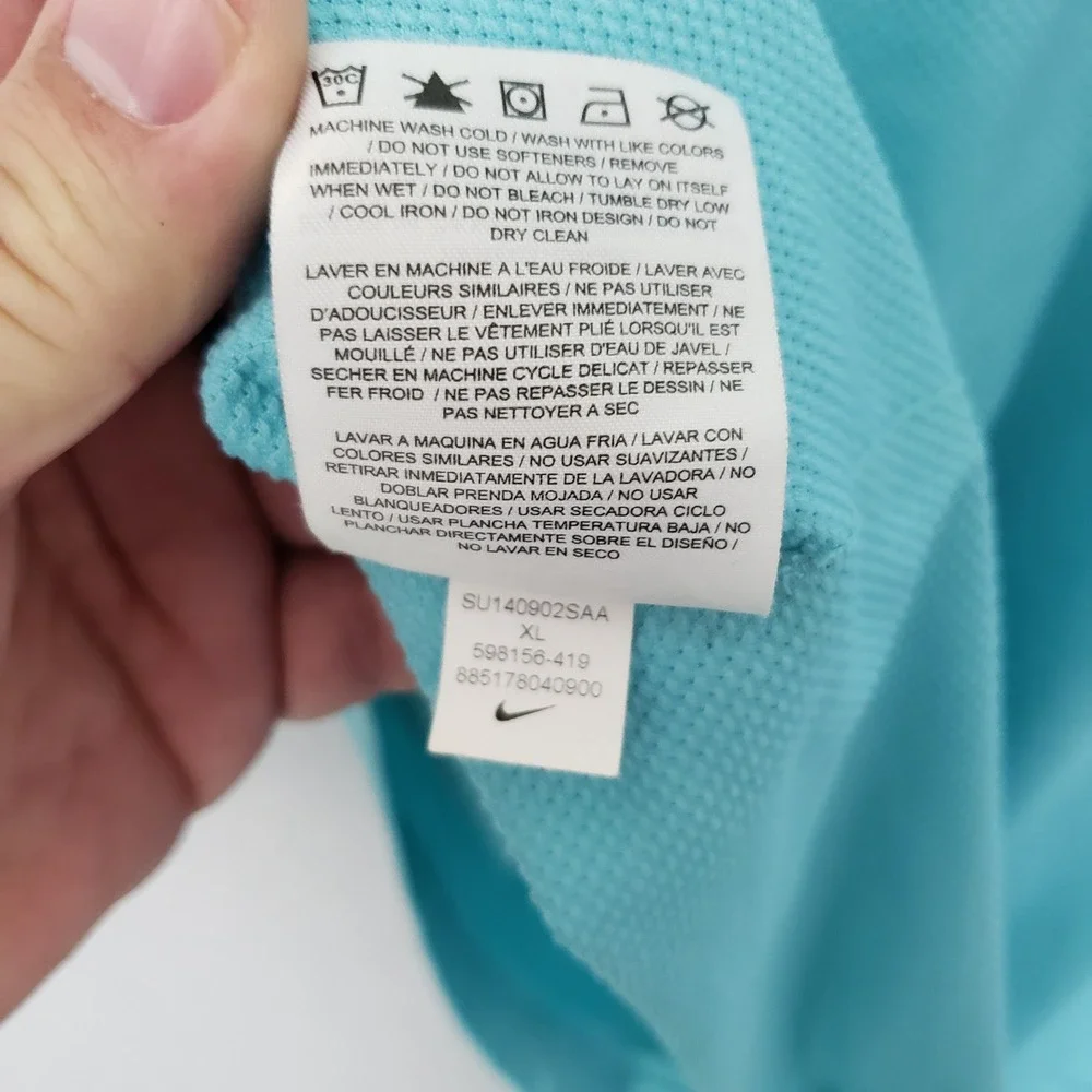 Nike Dri Fit Running Tee Shirt Aqua Blue Athletic Gym Workout Breathable Size XL
